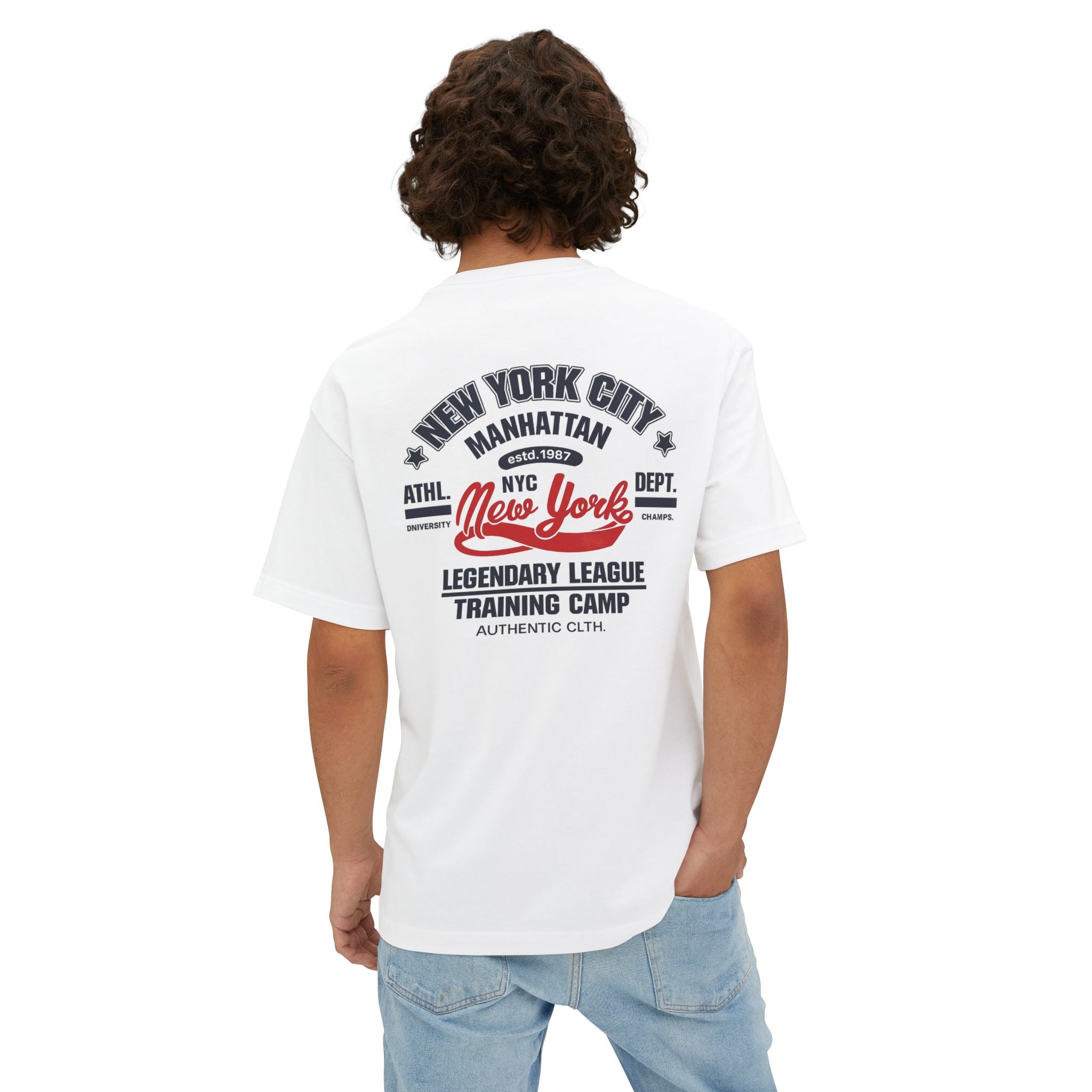 New York City Retro Athletic Tee — ‘New York’ Back Graphic