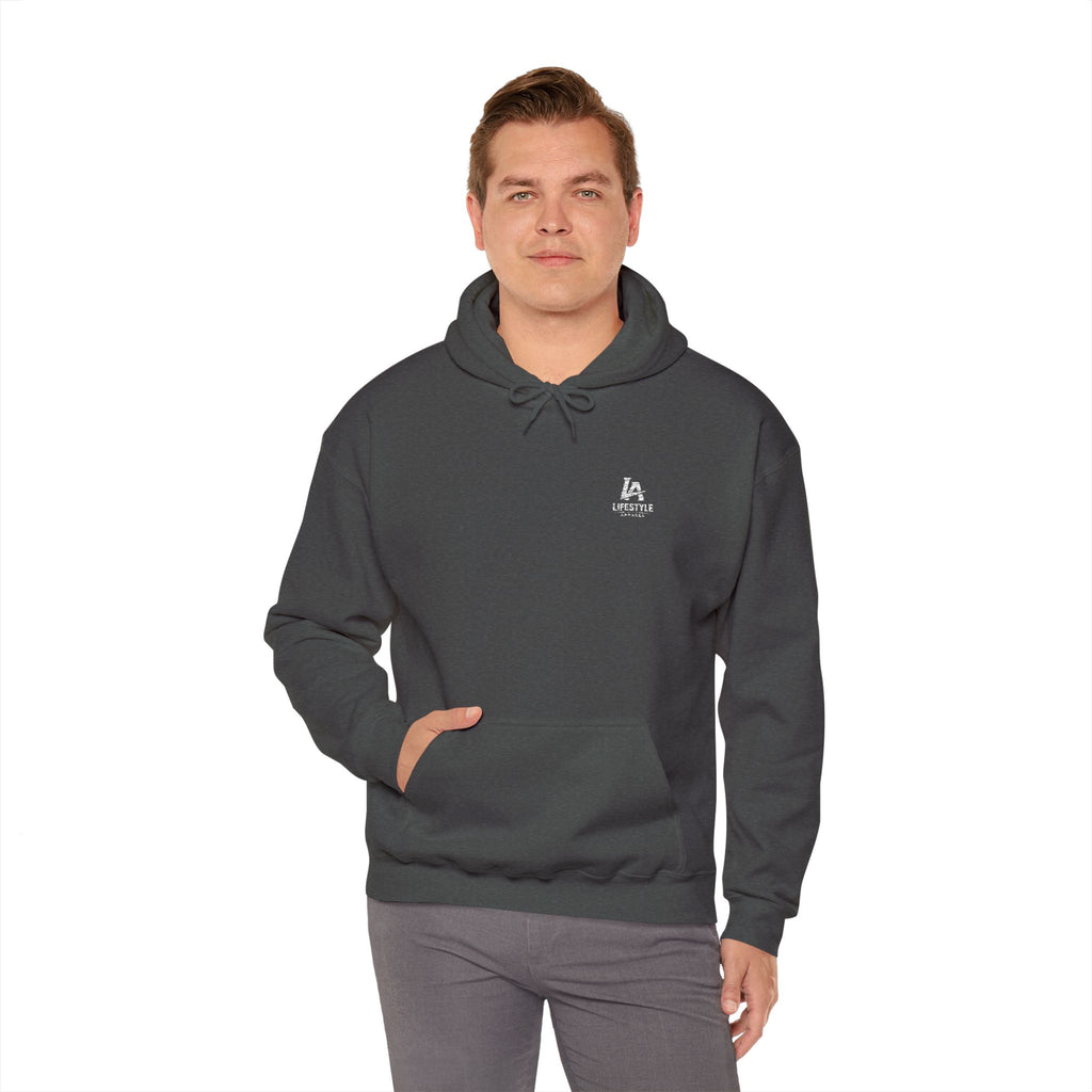 Small White Lifestyle Apparel Chest Hoodie - Minimal Zen Streetwear