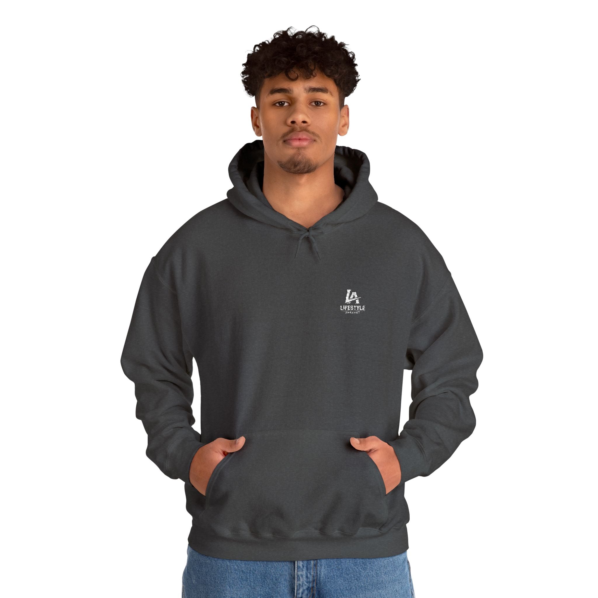 Small White Lifestyle Apparel Chest Hoodie - Minimal Zen Streetwear