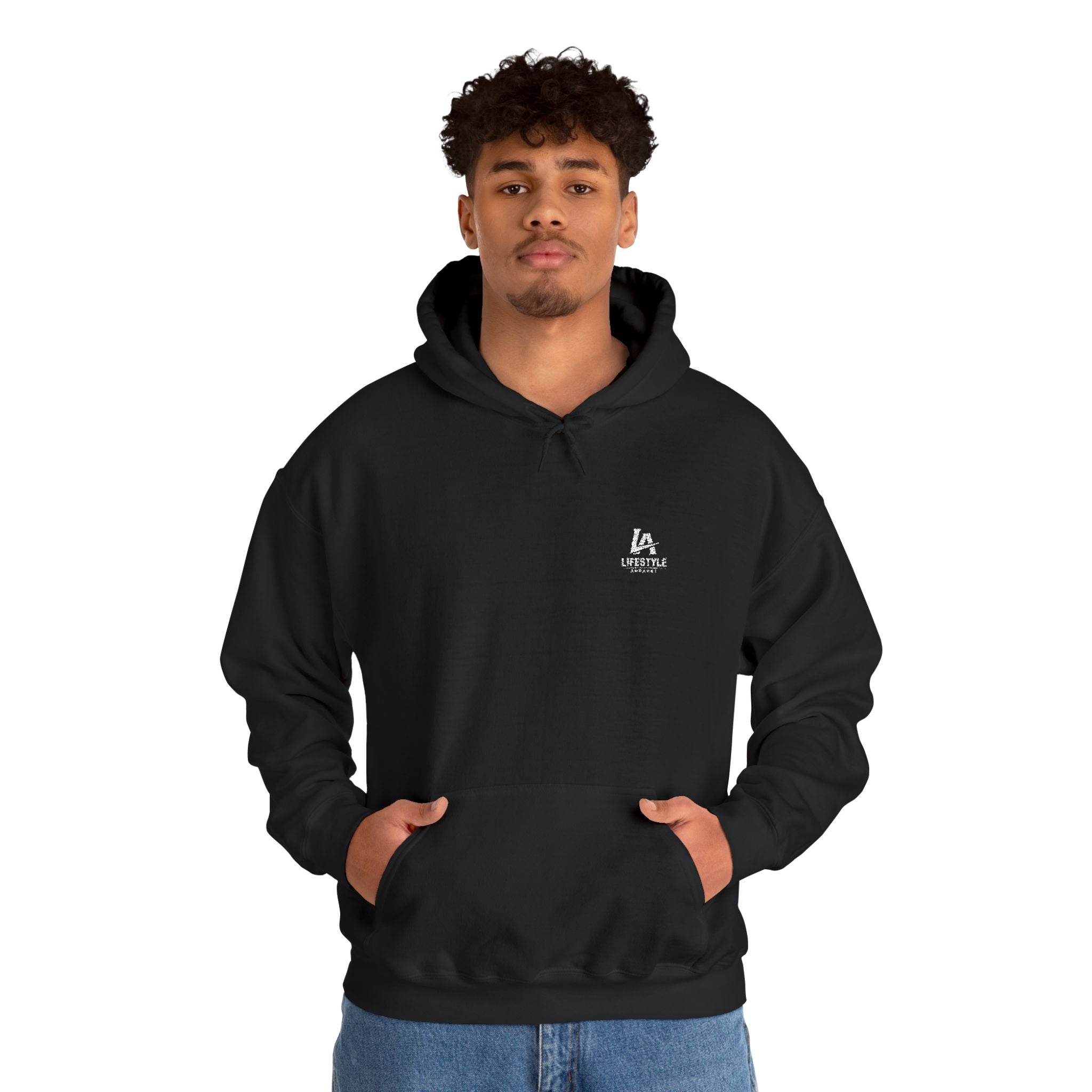 Small White Lifestyle Apparel Chest Hoodie - Minimal Zen Streetwear