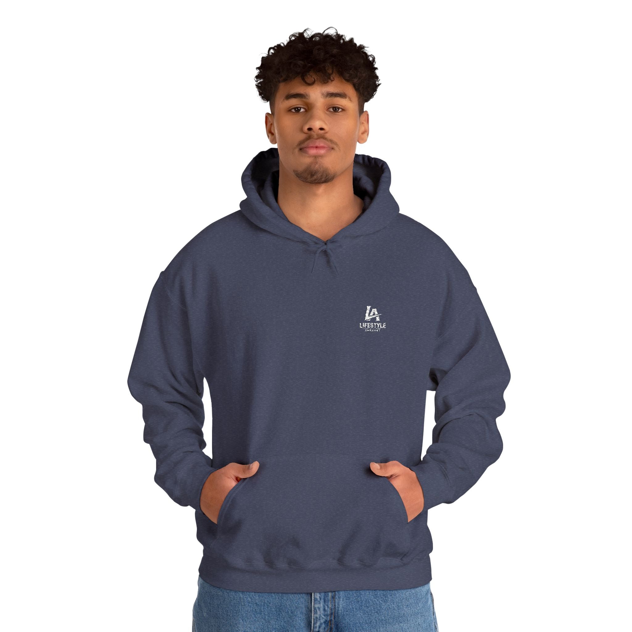Small White Lifestyle Apparel Chest Hoodie - Minimal Zen Streetwear