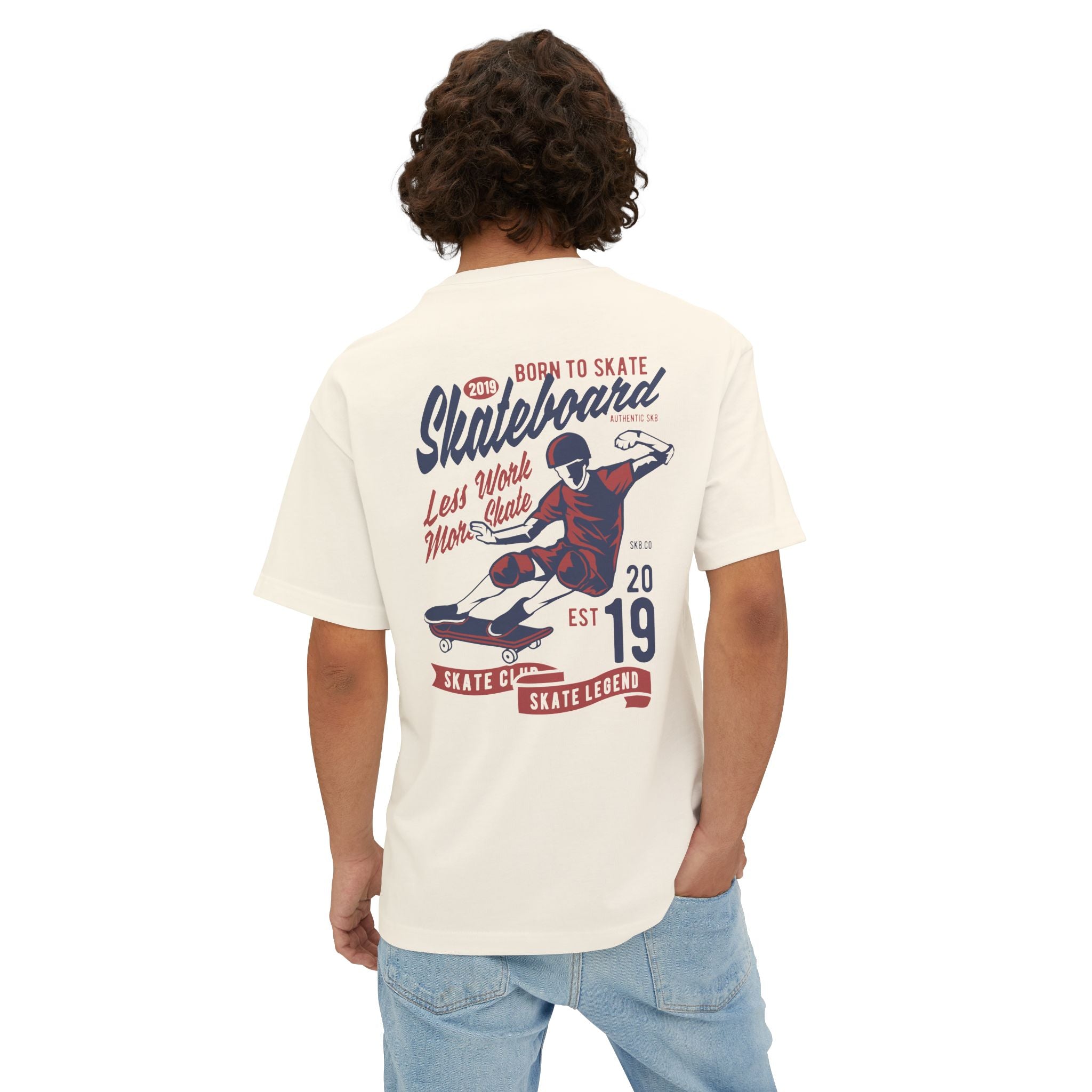 Skateboard Graphic Tee — "Born to Skate" Vintage Skate Crew Shirt